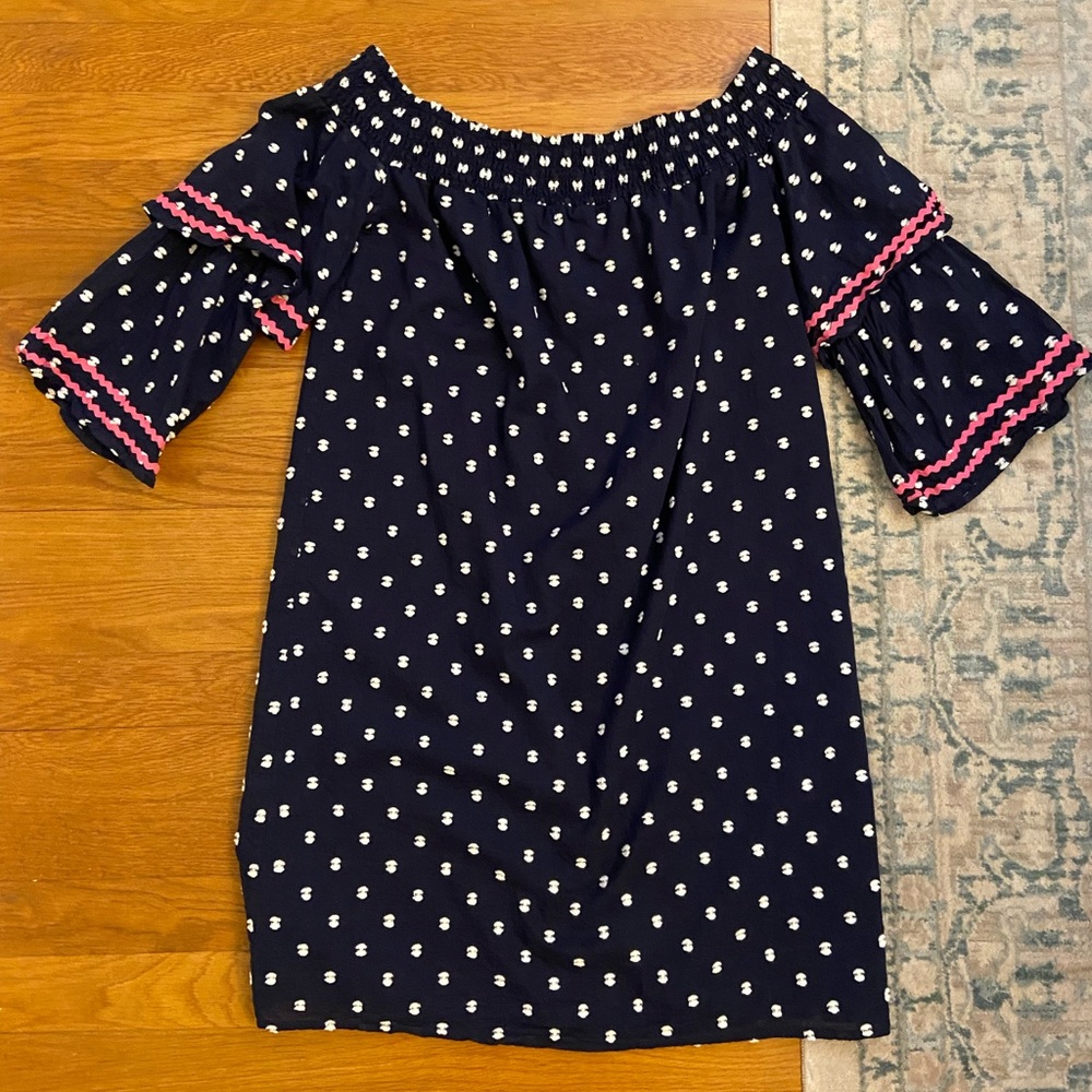 Sail to Sable Off the Shoulder Dress with Rick Rack Trim
